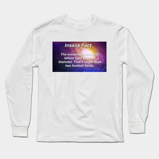 Insane Fact The Universe Is Larger Than Two Football Fields Sarcastic Dank Meme Quote Funny Meme T-Shirt Long Sleeve T-Shirt by Hamza Froug